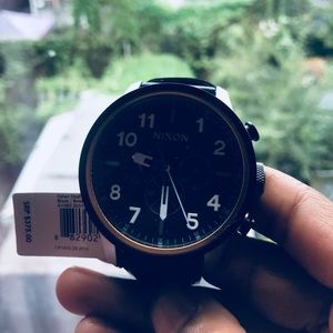 Nixon Safari Dual Time Leather Watch